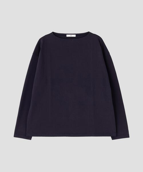 Y(ワイ)の「Y / ORGANIC COTTON JERSEY BOAT NECK PULL OVER(Tシャツ/カットソー・メンズ・ネイビー・LARGE)」の1枚目の写真