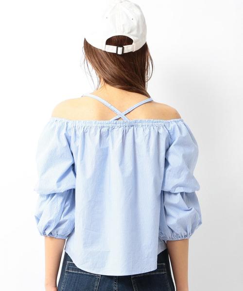 Another Edition(アナザーエディション)の「ストライプオフショルダーブラウス/ AEMBC C ST OFF/S BLUS◆(シャツ/ブラウス・レディース・ライトブルー・フリー)」の2枚目の写真