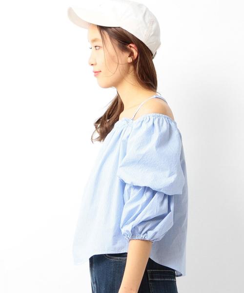 Another Edition(アナザーエディション)の「ストライプオフショルダーブラウス/ AEMBC C ST OFF/S BLUS◆(シャツ/ブラウス・レディース・ライトブルー・フリー)」の3枚目の写真