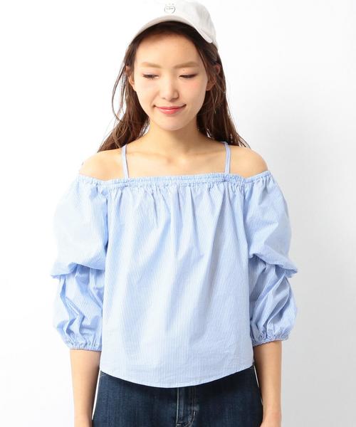 Another Edition(アナザーエディション)の「ストライプオフショルダーブラウス/ AEMBC C ST OFF/S BLUS◆(シャツ/ブラウス・レディース・ライトブルー・フリー)」の4枚目の写真