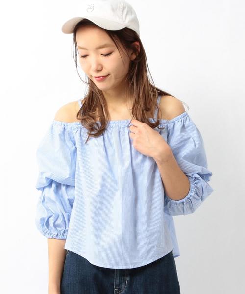 Another Edition(アナザーエディション)の「ストライプオフショルダーブラウス/ AEMBC C ST OFF/S BLUS◆(シャツ/ブラウス・レディース・ライトブルー・フリー)」の11枚目の写真