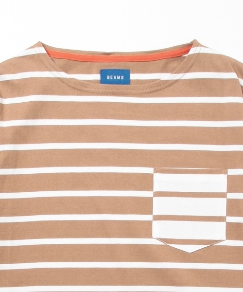 BEAMS（ビームス）の「BEAMS / ボーダー パッチポケット Tee（Tシャツ/カットソー・メンズ・ホワイト/ベージュ・X-LARGE/MEDIUM/SMALL/LARGE）」の14枚目の写真