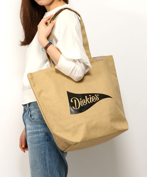 Dickies(ディッキーズ)の「【Dickies】 ディッキーズ フラッグショルダートート(トートバッグ・レディース・ブラック/ネイビー/ベージュ/オフホワイト・ONE SIZE)」の1枚目の写真