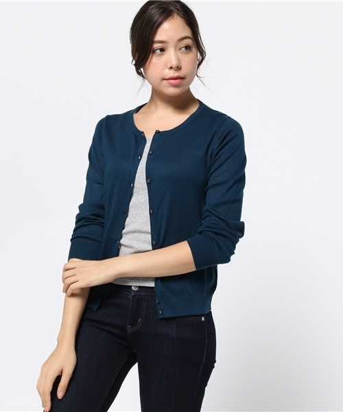 earth music&ecology(アースミュージックアンドエコロジー)の「【2016Autumn】《ガンガンカーディガン》ベーシック(カーディガン/ボレロ・レディース・ライトベージュ/カーキ/ブラック/サックスブルー/ライトピンク/ピンク/マスタード/ネイビー/ブルーグリーン/レッド/ブルー/ライトグレー・L/M/S)」の8枚目の写真