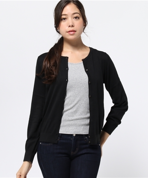 earth music&ecology(アースミュージックアンドエコロジー)の「【2016Autumn】《ガンガンカーディガン》ベーシック(カーディガン/ボレロ・レディース・ライトベージュ/カーキ/ブラック/サックスブルー/ライトピンク/ピンク/マスタード/ネイビー/ブルーグリーン/レッド/ブルー/ライトグレー・L/M/S)」の2枚目の写真