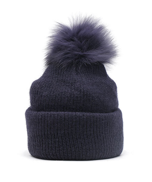 NANO universe（ナノユニバース）の「【CLASSY. 12月号掲載】 ファーポンポンニットキャップ（ニットキャップ/ビーニー・レディース・ベージュ/ネイビー/グレー・FREE）」の5枚目の写真