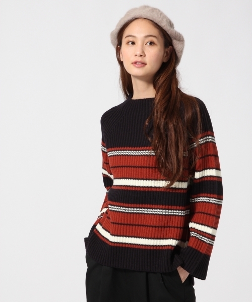 GLOBAL WORK（グローバルワーク）の「3ゲージリブボトルネックプルオーバー長袖/740587（ニット/セーター・レディース・オレンジ系その他/ダークグレー/ブラック/ホワイト/ネイビー/マルチ・SMALL/LARGE/MEDIUM）」の6枚目の写真