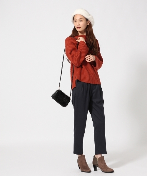 GLOBAL WORK（グローバルワーク）の「3ゲージリブボトルネックプルオーバー長袖/740587（ニット/セーター・レディース・オレンジ系その他/ダークグレー/ブラック/ホワイト/ネイビー/マルチ・SMALL/LARGE/MEDIUM）」の7枚目の写真