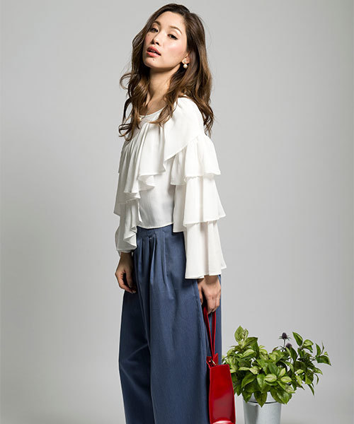 MILLION CARATS（ミリオンカラッツ）の「【2017SPRING】ワイドパンツ[DRESS/ドレス]（その他パンツ・レディース・インディゴブルー/オフホワイト/マルチ・MEDIUM/SMALL）」の3枚目の写真