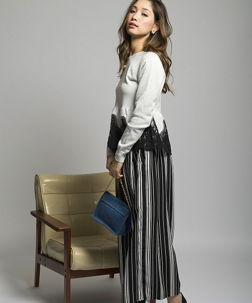 MILLION CARATS（ミリオンカラッツ）の「【2017SPRING】ワイドパンツ[DRESS/ドレス]（その他パンツ・レディース・インディゴブルー/オフホワイト/マルチ・MEDIUM/SMALL）」の8枚目の写真