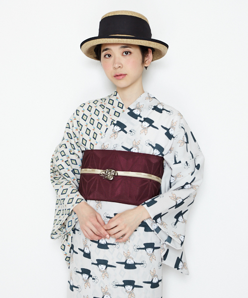 ふりふ フリフ の 浴衣 浜辺のモダンガール 片身合わせ 浴衣 Wear