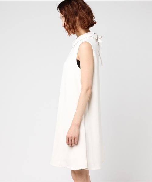 mysty woman（ミスティウーマン）の「ジョーゼット襟刺繍Aラインワンピース（ワンピース・レディース・ネイビー/ピンク/オフホワイト・FREE）」の5枚目の写真