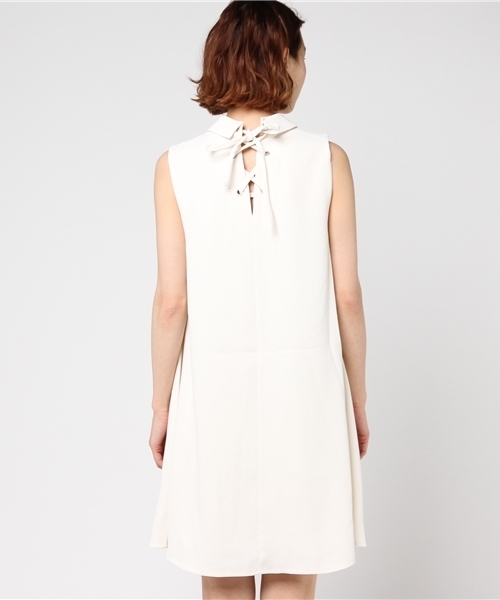 mysty woman（ミスティウーマン）の「ジョーゼット襟刺繍Aラインワンピース（ワンピース・レディース・ネイビー/ピンク/オフホワイト・FREE）」の6枚目の写真