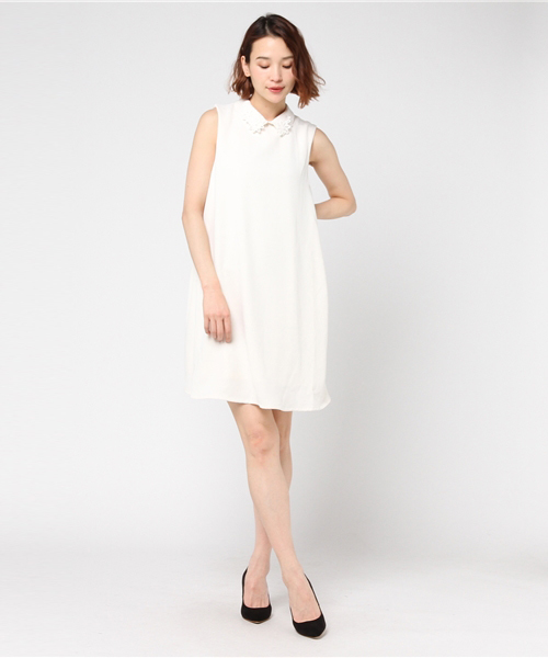 mysty woman（ミスティウーマン）の「ジョーゼット襟刺繍Aラインワンピース（ワンピース・レディース・ネイビー/ピンク/オフホワイト・FREE）」の7枚目の写真