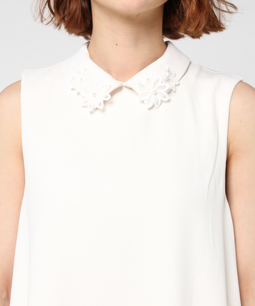 mysty woman（ミスティウーマン）の「ジョーゼット襟刺繍Aラインワンピース（ワンピース・レディース・ネイビー/ピンク/オフホワイト・FREE）」の9枚目の写真