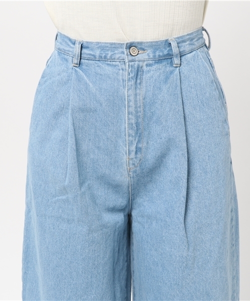 MERLOT（メルロー）の「スカラップフリンジヘムデニムワイドパンツ615-8527（デニムパンツ・レディース・ネイビー/ライトブルー/ブルー・FREE）」の9枚目の写真
