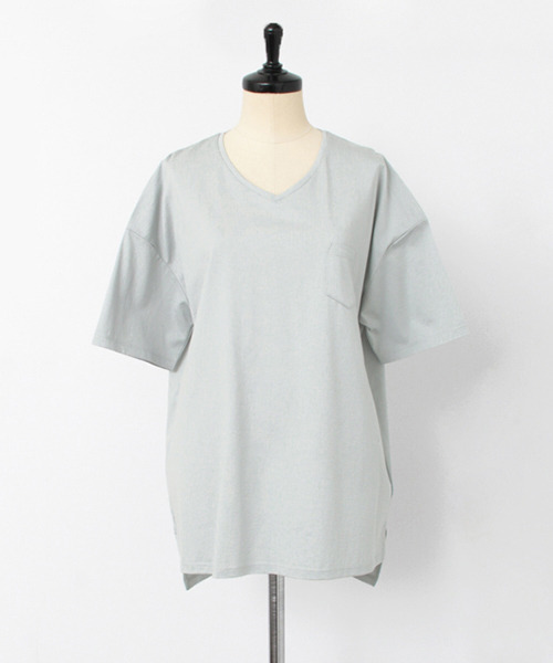 WORK NOT WORK URBAN RESEARCH（ワークノットワークアーバンリサーチ）の「WORK NOT WORK URBAN V/N BIG TEE WITH POCKET（Tシャツ/カットソー・レディース・グレー/ネイビー/ホワイト/ブラック・FREE）」の5枚目の写真