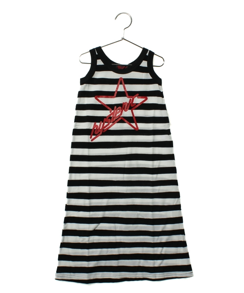 HYSTERIC MINI(ヒステリックミニ)の「HYSTERIC BORDER ROCK マキシ丈ワンピース(ワンピース・キッズ・ホワイト/ピンク/レッド・100/110/120)」の1枚目の写真