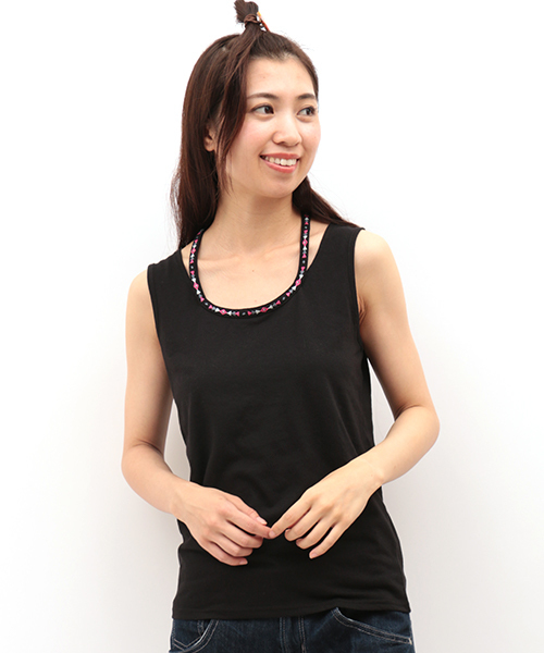 チチカカ（チチカカ）の「ネイティブ刺繍タンクトップ（タンクトップ・レディース・グレー/ブラック/ホワイト・FREE）」の6枚目の写真