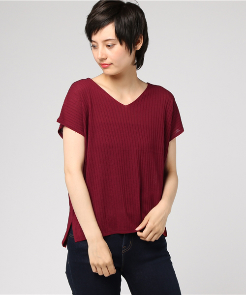 un dix cors（アンディコール）の「ワイドリブルーズニット（ニット/セーター・レディース・ブラウン/グリーン/レッド・ﾌﾘ-）」の3枚目の写真