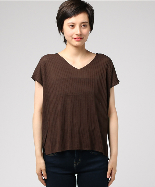 un dix cors（アンディコール）の「ワイドリブルーズニット（ニット/セーター・レディース・ブラウン/グリーン/レッド・ﾌﾘ-）」の4枚目の写真