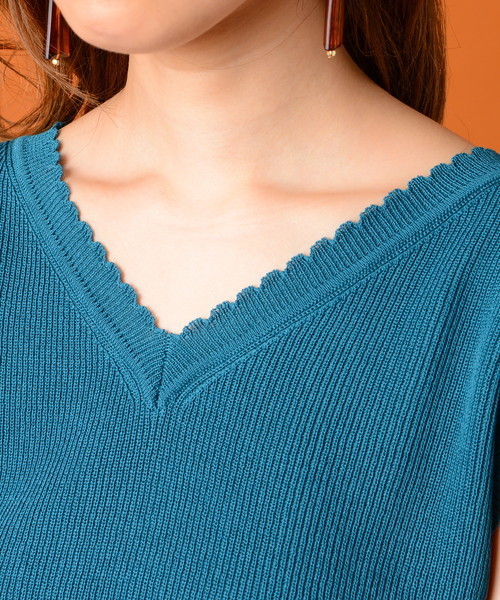 natural couture（ナチュラルクチュール）の「スカラップノースリニット（ニット/セーター・レディース・ブラック/キャメル/ターコイズブルー/ピンク・FREE）」の12枚目の写真