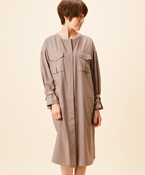 un dix cors(アンディコール)の「ワークシャツワンピース(シャツワンピース・レディース・モカ/ネイビー・フリ-)」の1枚目の写真