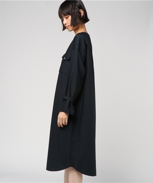 un dix cors(アンディコール)の「ワークシャツワンピース(シャツワンピース・レディース・モカ/ネイビー・フリ-)」の11枚目の写真