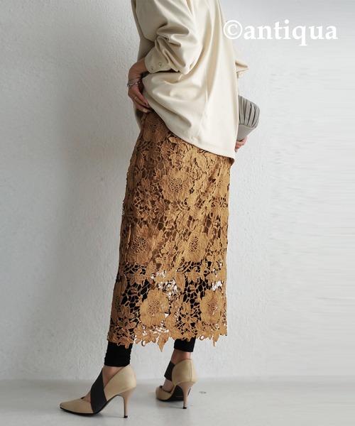 antiqua（アンティカ）の「花柄コットンレーススカート（スカート・レディース・カーキ/ベージュ・FREE）」の19枚目の写真