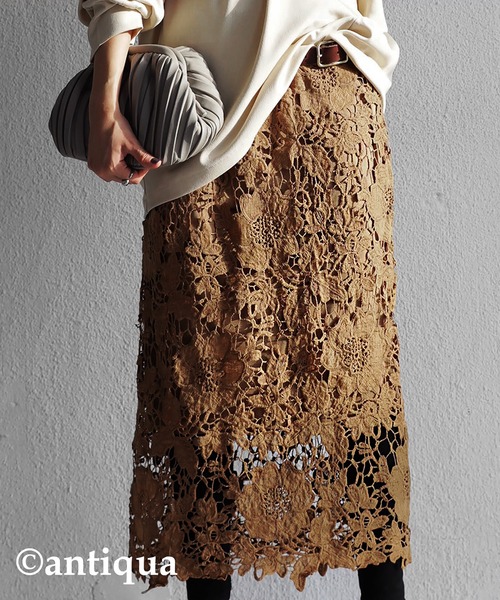 antiqua（アンティカ）の「花柄コットンレーススカート（スカート・レディース・カーキ/ベージュ・FREE）」の17枚目の写真