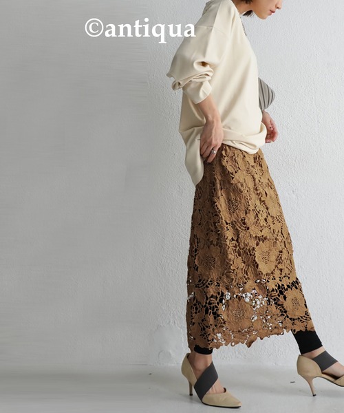 antiqua（アンティカ）の「花柄コットンレーススカート（スカート・レディース・カーキ/ベージュ・FREE）」の16枚目の写真