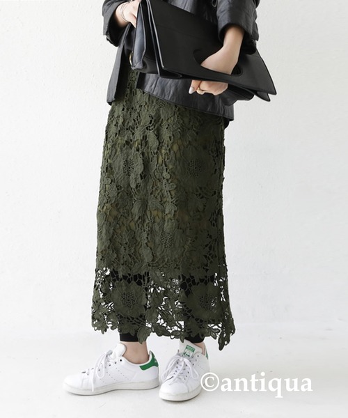 antiqua（アンティカ）の「花柄コットンレーススカート（スカート・レディース・カーキ/ベージュ・FREE）」の11枚目の写真