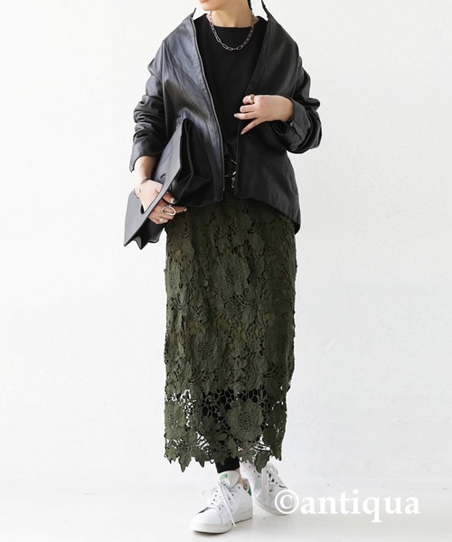 antiqua（アンティカ）の「花柄コットンレーススカート（スカート・レディース・カーキ/ベージュ・FREE）」の10枚目の写真