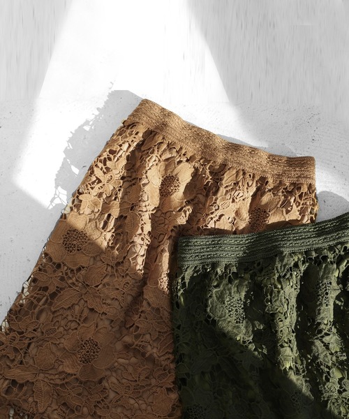 antiqua（アンティカ）の「花柄コットンレーススカート（スカート・レディース・カーキ/ベージュ・FREE）」の9枚目の写真