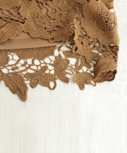 antiqua（アンティカ）の「花柄コットンレーススカート（スカート・レディース・カーキ/ベージュ・FREE）」の4枚目の写真