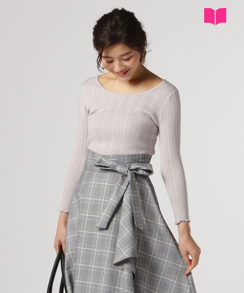 SWINGLE（スウィングル）の「【雑誌掲載】メローリブプルオーバー◆（Tシャツ/カットソー・レディース・ネイビー/ラベンダー/ミント/ライトグレー・SMALL）」の2枚目の写真