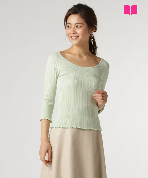 SWINGLE（スウィングル）の「【雑誌掲載】メローリブプルオーバー◆（Tシャツ/カットソー・レディース・ネイビー/ラベンダー/ミント/ライトグレー・SMALL）」の3枚目の写真