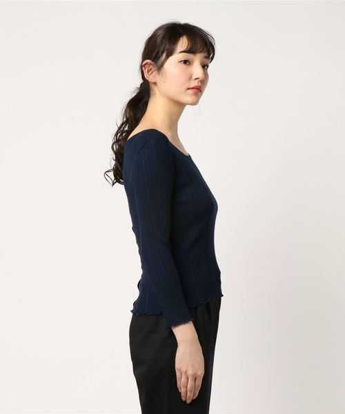 SWINGLE（スウィングル）の「【雑誌掲載】メローリブプルオーバー◆（Tシャツ/カットソー・レディース・ネイビー/ラベンダー/ミント/ライトグレー・SMALL）」の5枚目の写真