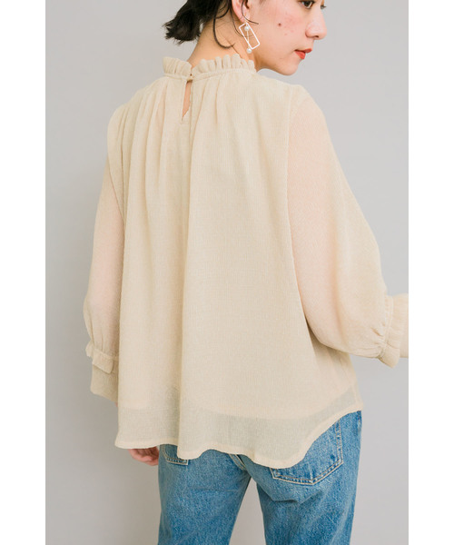 【新品】Titilate Valet シアー楊柳 フリルネックブラウス TEVALT（ヴァレット）の「シアー楊柳 フリルネックブラウス