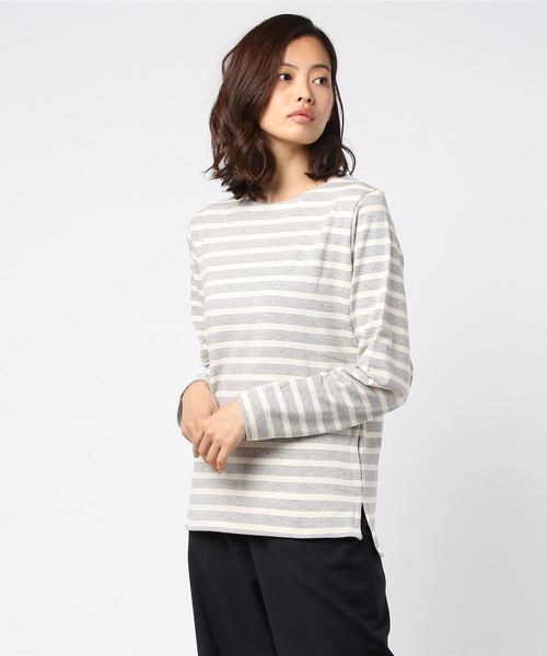 ROOPTOKYO（ループトウキョウ）の「国産 度詰め ボーダーボートネックバスクシャツ（Tシャツ/カットソー・メンズ・グレー/キナリ・L/M/S）」の19枚目の写真