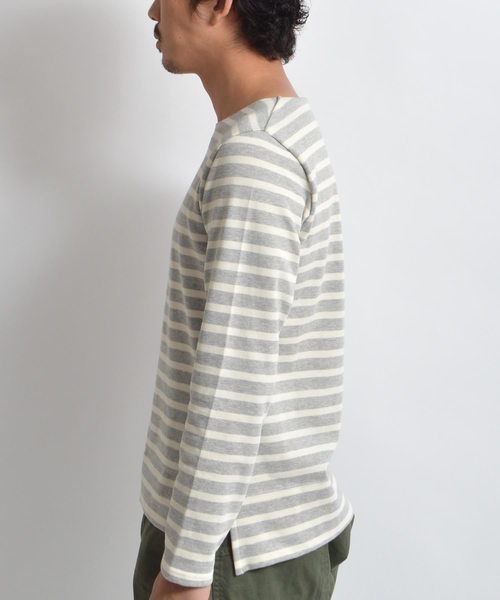 ROOPTOKYO（ループトウキョウ）の「国産 度詰め ボーダーボートネックバスクシャツ（Tシャツ/カットソー・メンズ・グレー/キナリ・L/M/S）」の18枚目の写真