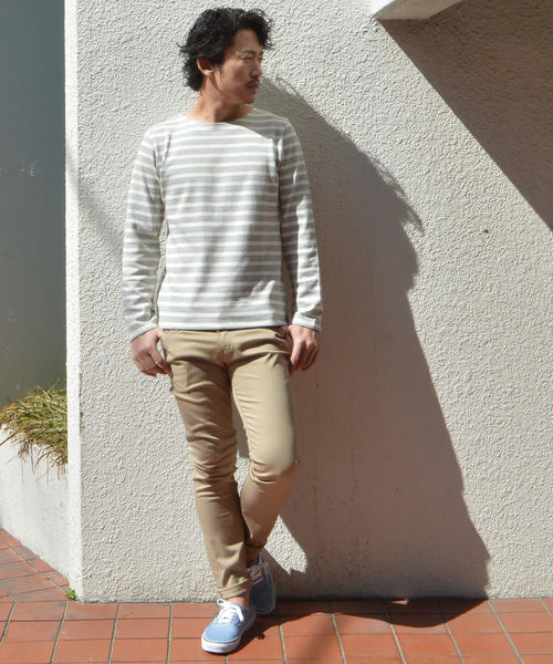 ROOPTOKYO（ループトウキョウ）の「国産 度詰め ボーダーボートネックバスクシャツ（Tシャツ/カットソー・メンズ・グレー/キナリ・L/M/S）」の15枚目の写真