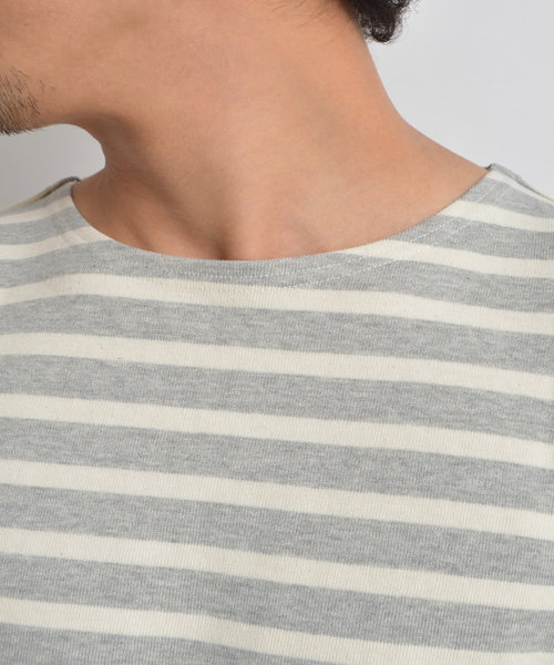 ROOPTOKYO（ループトウキョウ）の「国産 度詰め ボーダーボートネックバスクシャツ（Tシャツ/カットソー・メンズ・グレー/キナリ・L/M/S）」の7枚目の写真