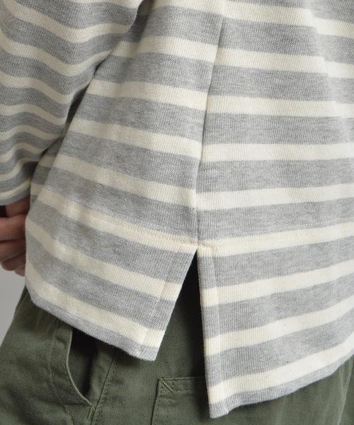 ROOPTOKYO（ループトウキョウ）の「国産 度詰め ボーダーボートネックバスクシャツ（Tシャツ/カットソー・メンズ・グレー/キナリ・L/M/S）」の5枚目の写真