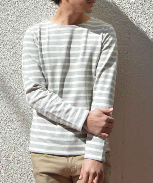 ROOPTOKYO（ループトウキョウ）の「国産 度詰め ボーダーボートネックバスクシャツ（Tシャツ/カットソー・メンズ・グレー/キナリ・L/M/S）」の21枚目の写真