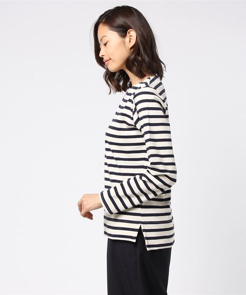 ROOPTOKYO（ループトウキョウ）の「国産 度詰め ボーダーボートネックバスクシャツ（Tシャツ/カットソー・メンズ・グレー/キナリ・L/M/S）」の4枚目の写真