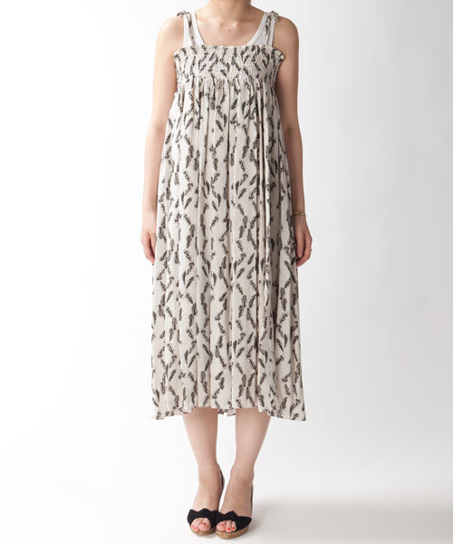 NANO universe（ナノユニバース）の「●FF/bare-top2way柄ワンピース（ワンピース・レディース・オフホワイト/グリーン/イエロー・FREE）」の4枚目の写真