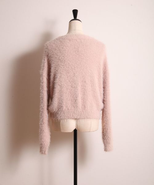 tocco フラワー付きほわほわジャギーニットロングカーディガン トッコクローゼット tocco closet ふわふわな手触り♪フラワーモチーフ