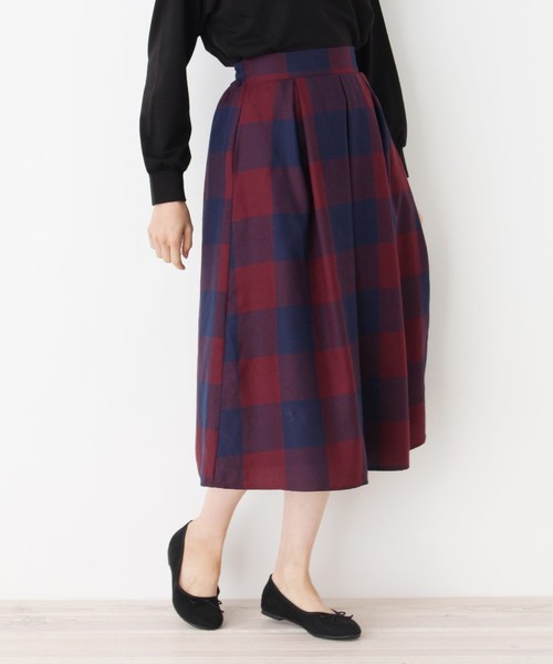 ブロックチェックスカート スーツスカート セール 3can4on サンカンシオン のファッション