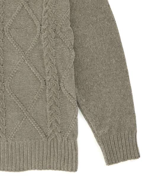 fran de lingerie(フランデランジェリー)の「teddy knit テディニット ケーブル編みプルオーバー(ルームウェア/パジャマ・レディース・オフホワイト/ピンク/モカ・M-L)」の14枚目の写真